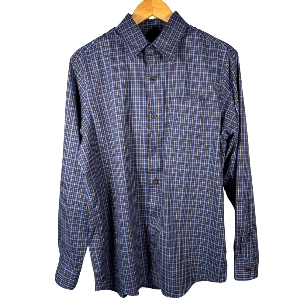 Orvis Mens Classic Fit Plaid Button Down Shirt‎ Blue Yellow 3AT6 Size M